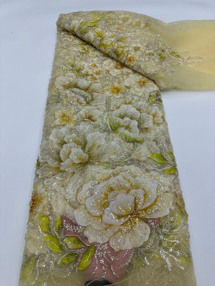 Glitter Tablecloth - Französischer Mesh-Spitzenstoff mit Perlen, Hochwertiger Afrikanischer
