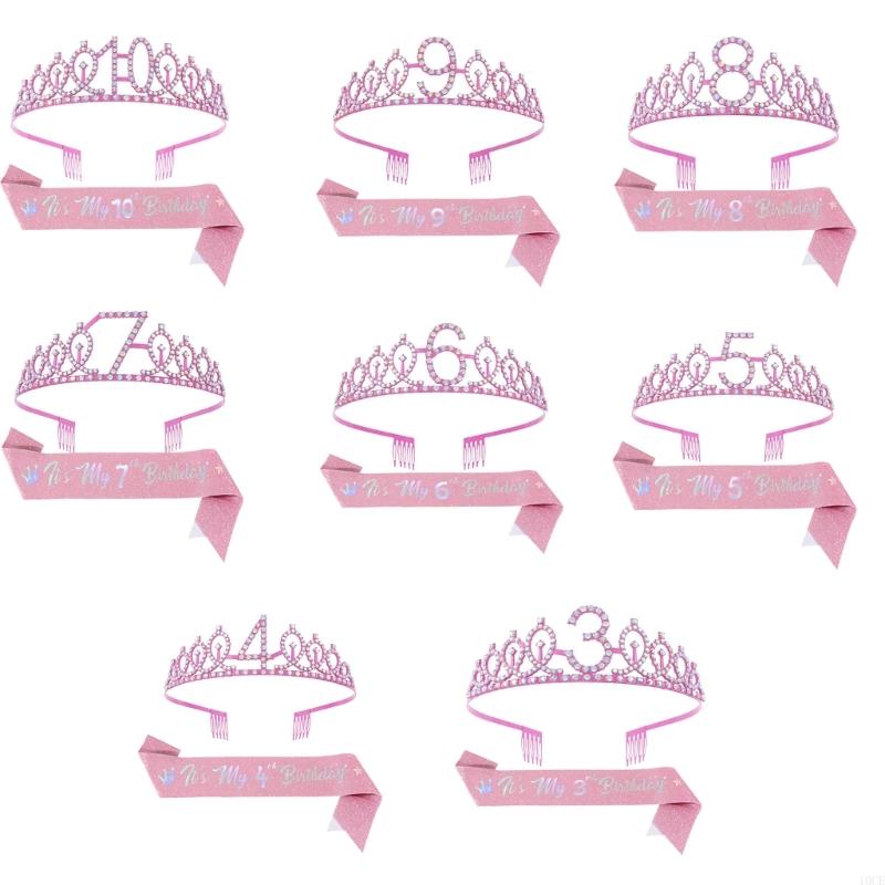 Birthday Sash Glitter - Glitzernde Geburtstags-Diademe und Schärpen-Set für Mädchen-Party-Queen-Accessoires