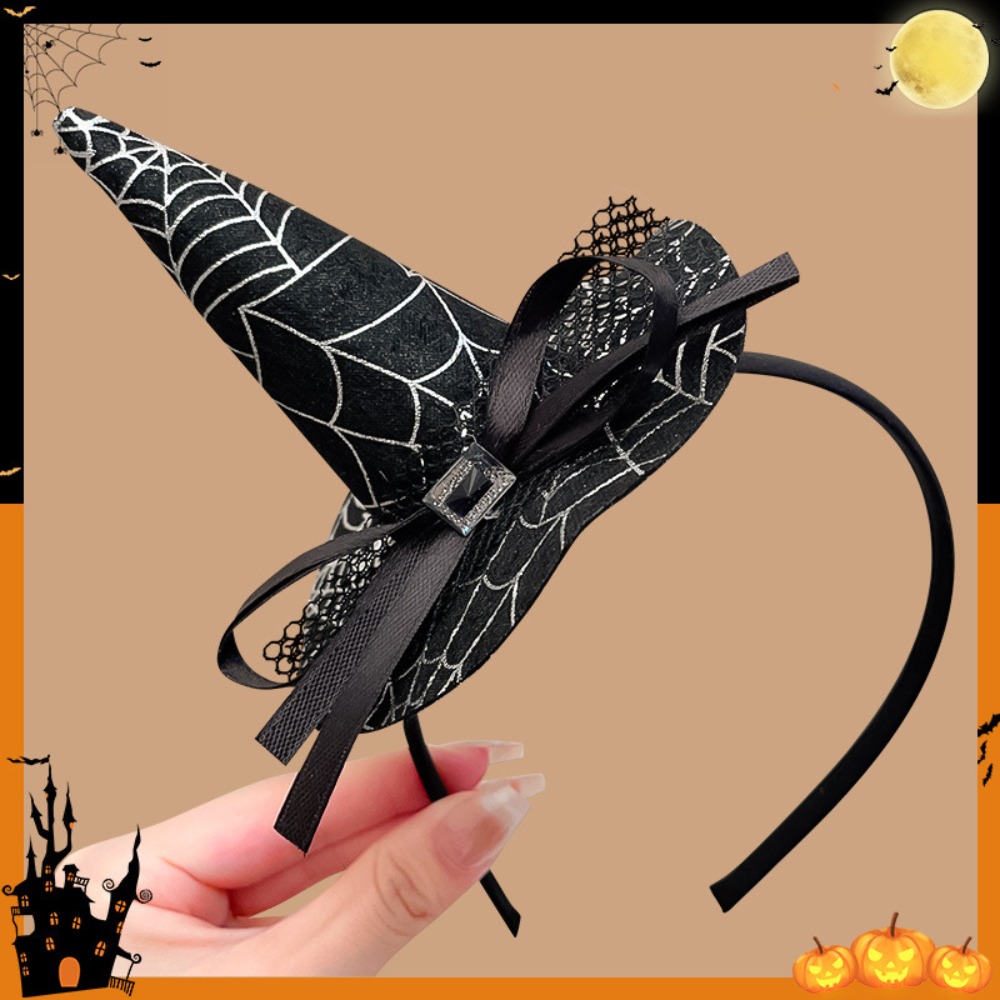 Party Hat Cone - Spinnen-Halloween-Hexenhut-Stirnband, Geister-Kürbis-Halloween-Party-Haarband, Cartoon-Pailletten-Kegelhut-Haarreif