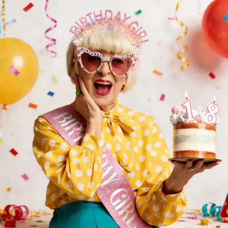 3-teiliges Set: Geburtstagsmäd – Birthday Sash Glitter Bewertung und Preis