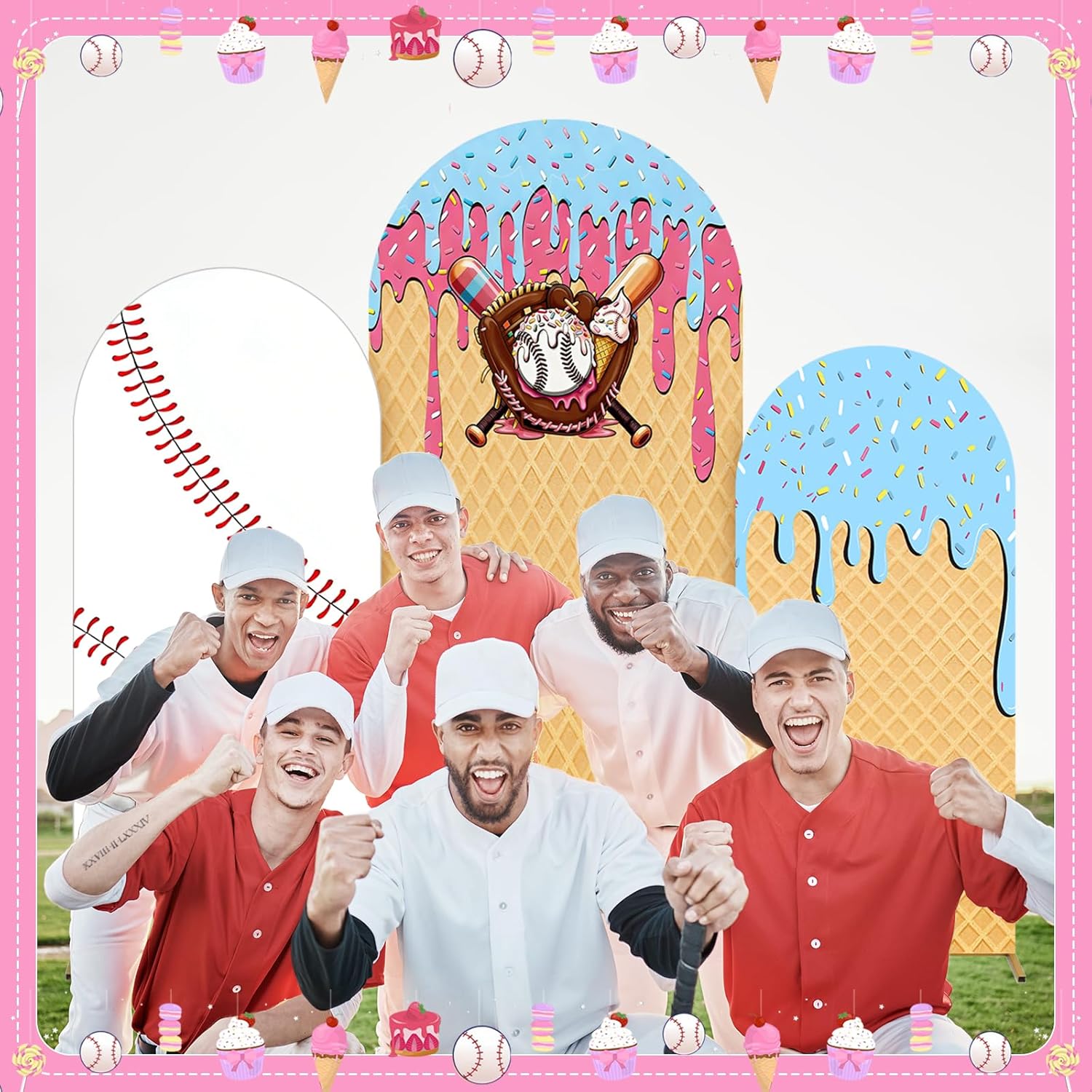 Baseball-Eiscreme-Drip-Arch-Hi – Dessert Table Backdrop Bewertung und Preis